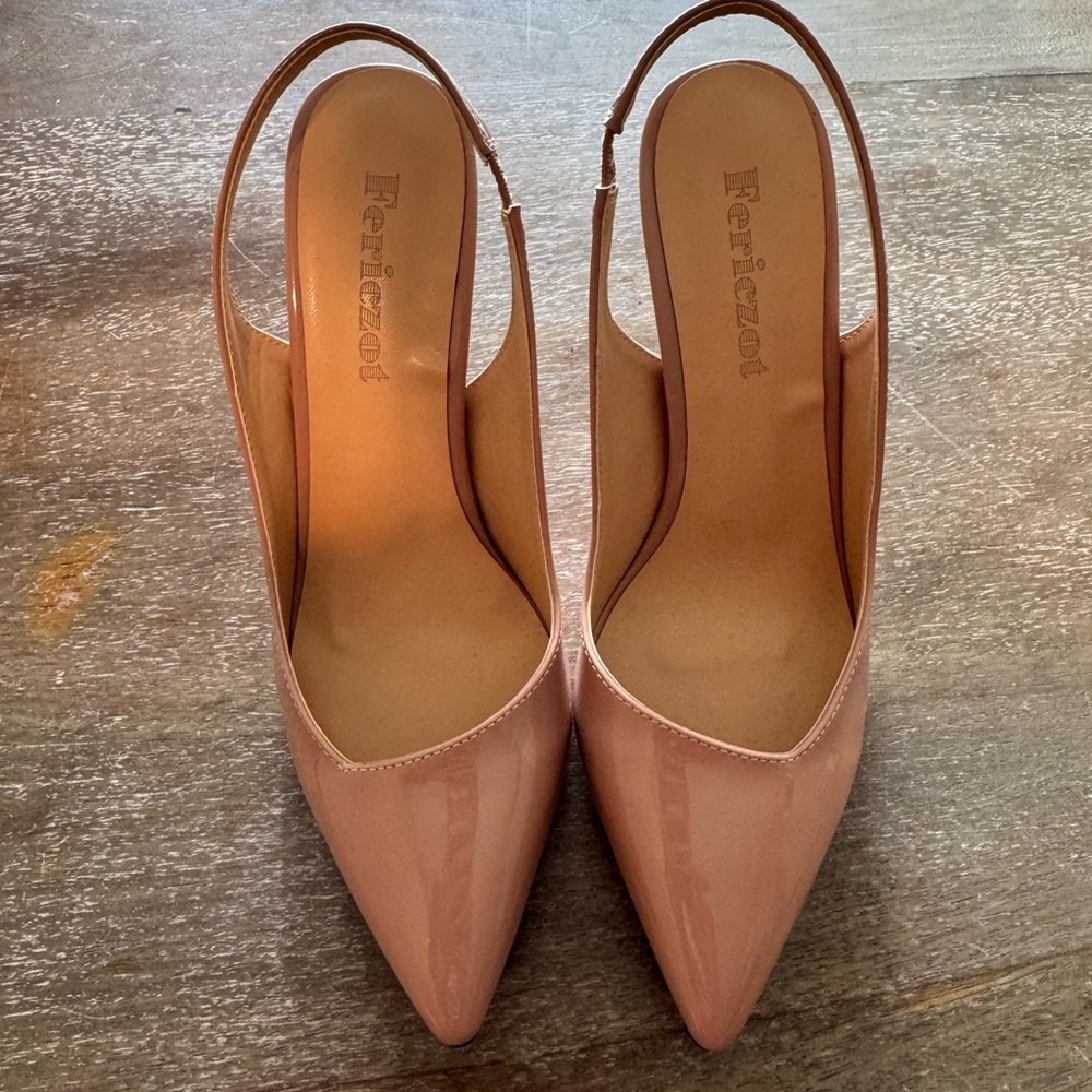 Pink Slingback Heels | Pointed Toe Stiletto | Classic Minimal Pumps | Size 7.5